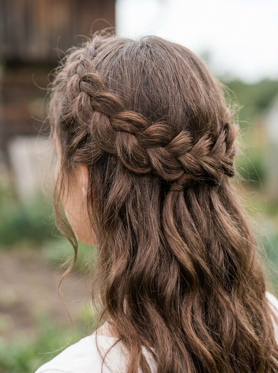 Geflochtener Half-Up Crown Look - Flechtfrisuren Hochzeit